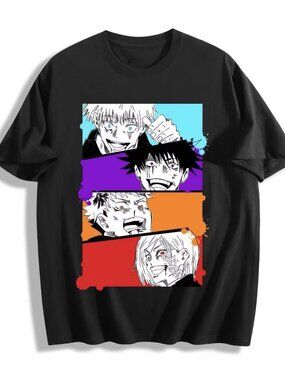 Jujutsu Kaisen Graphic Tee Unisex Manga Collage T-Shirt NWR Black